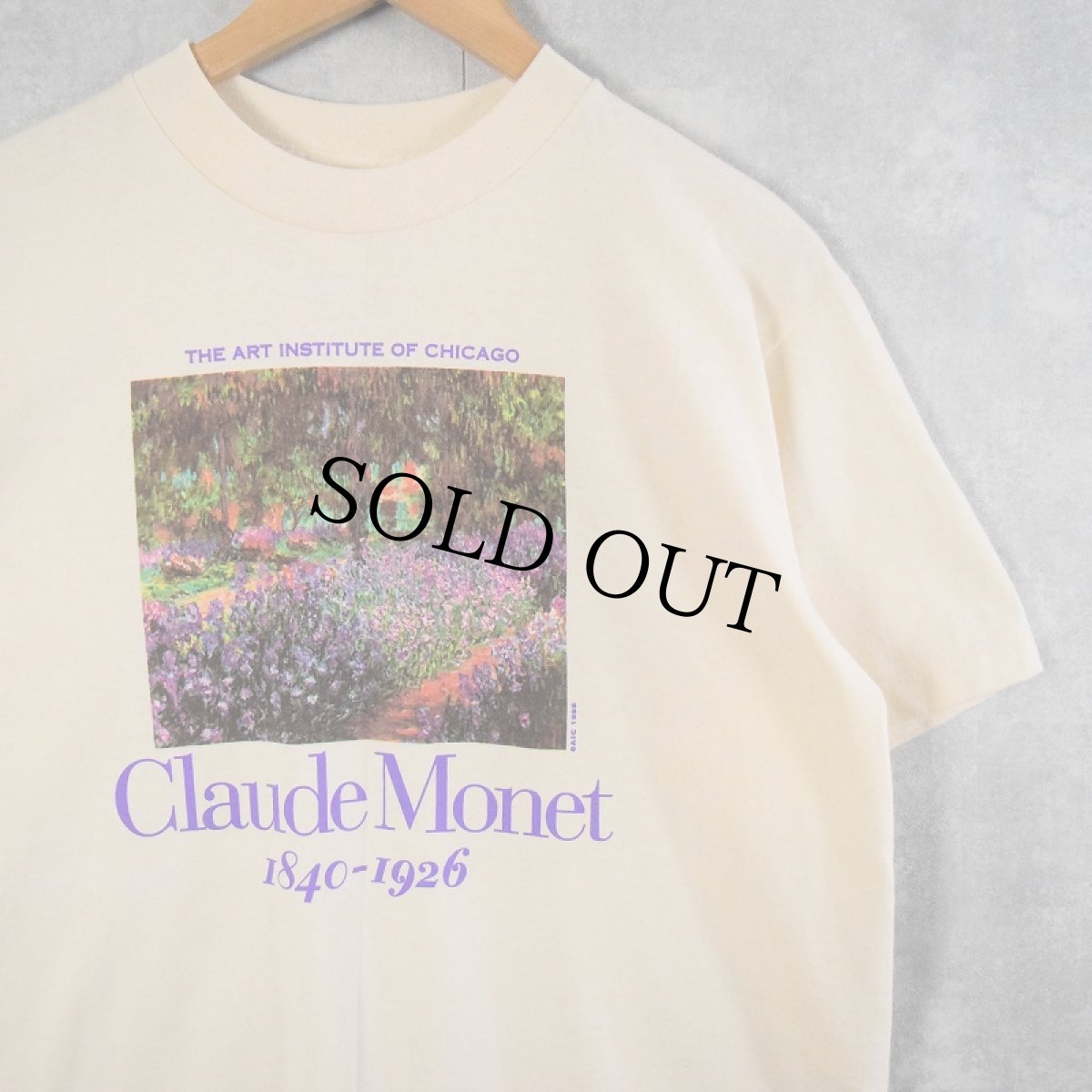 画像1: 90's Claude Monet USA製 "Irises" アートプリントTシャツ DEADSTOCK M (1)