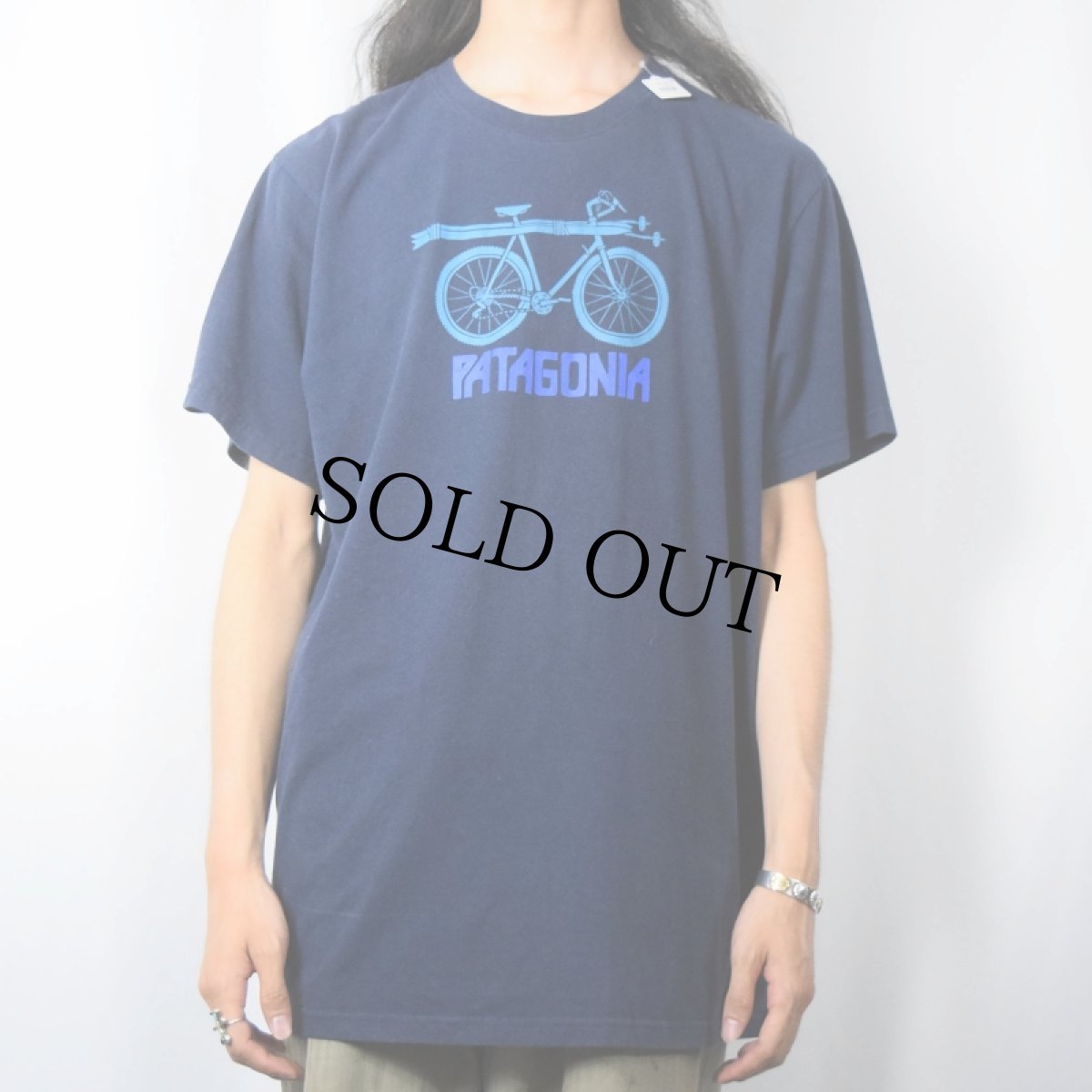 画像2: 17AW Patagonia 自転車プリントTシャツ NAVY XL (2)