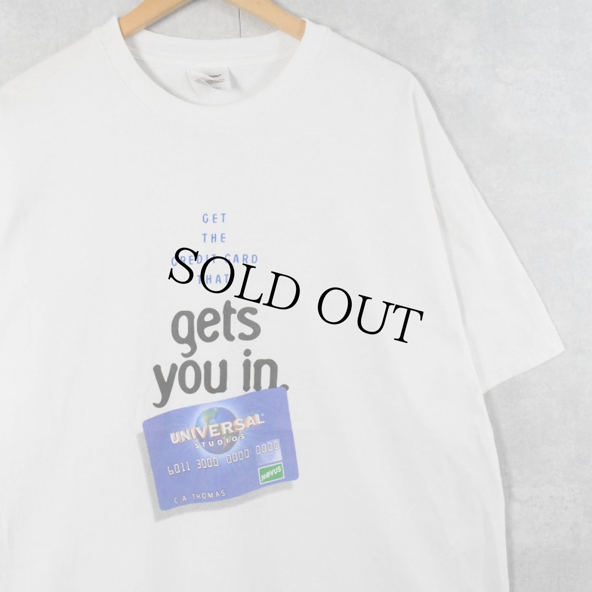 画像1: 【SALE】 UNIVERSAL STUDIOS CREDIT CARD クレジットカード会社プリントTシャツ XL (1)