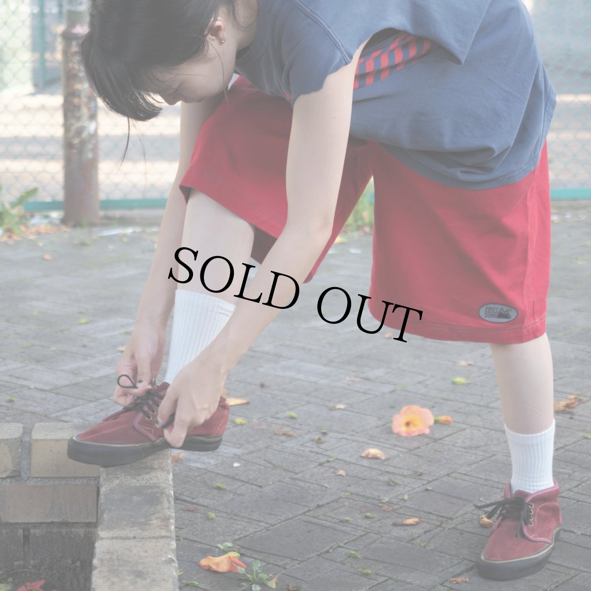 画像2: FIRST DOWN ロゴ刺繍 カラーデニムショーツ W35 (2)