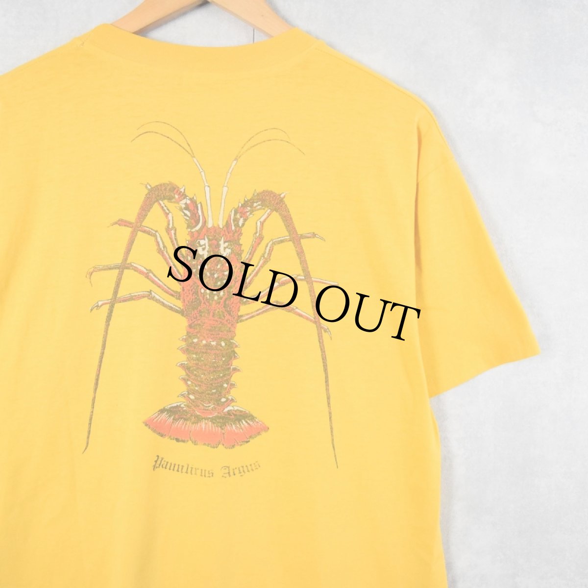 画像2: 80's USA製 "PEACE&LOVE" ロブスタープリントTシャツ XL (2)