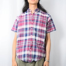 画像2: Ralph Lauren チェック柄 3点留め コットンボタンダウンシャツ M (2)