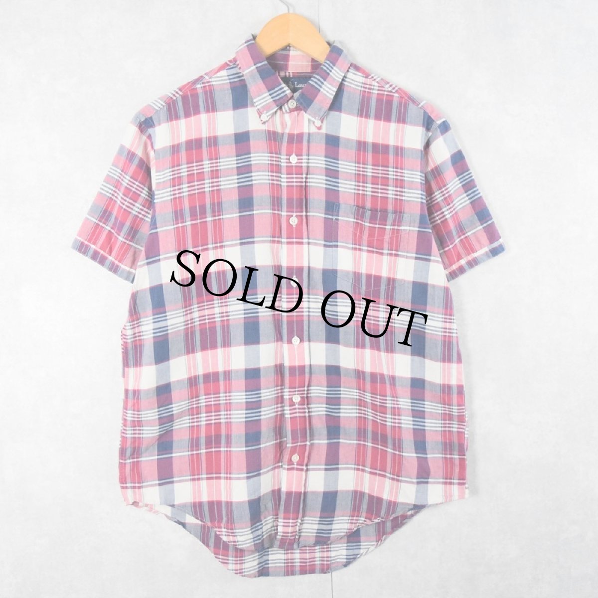 画像1: Ralph Lauren チェック柄 3点留め コットンボタンダウンシャツ M (1)