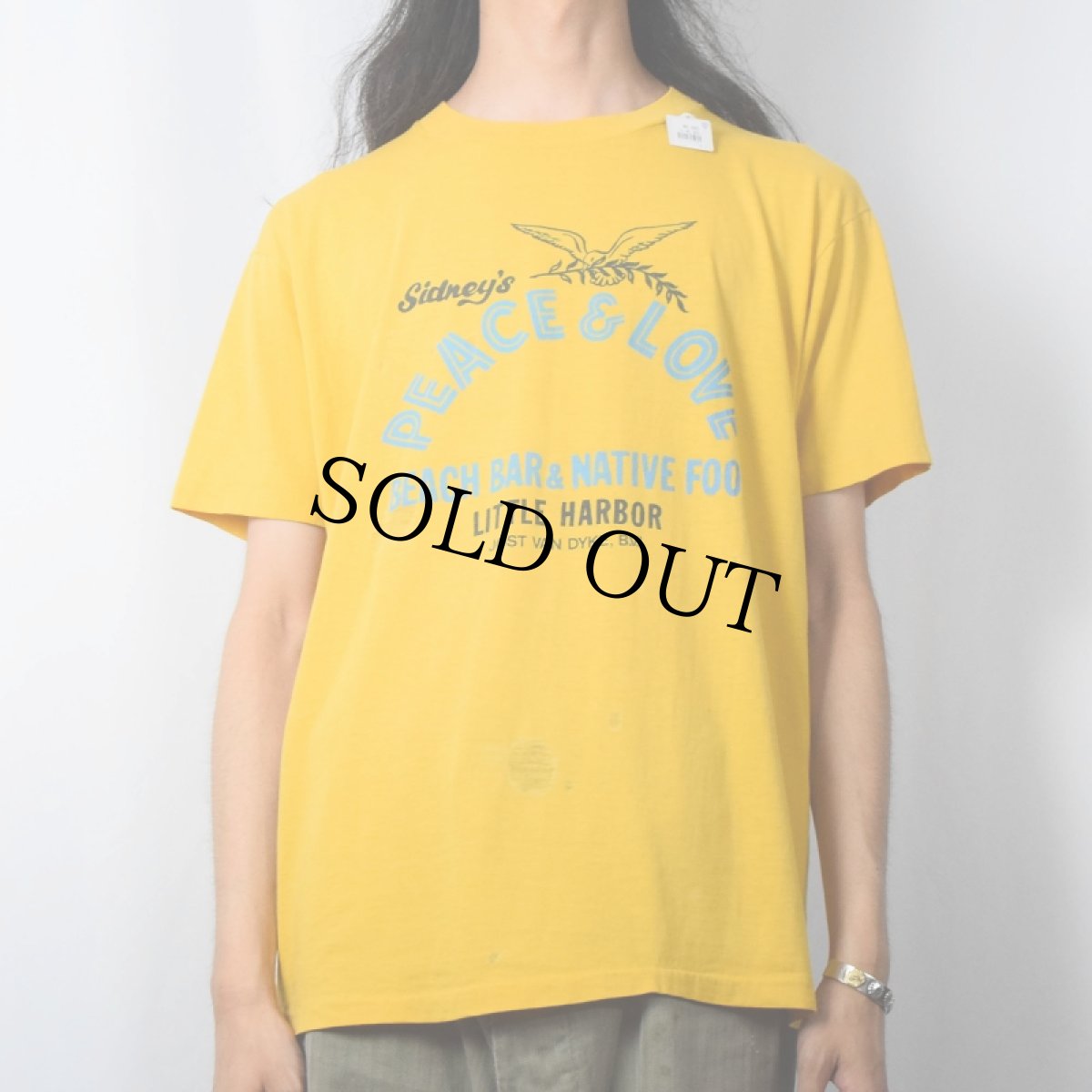 画像3: 80's USA製 "PEACE&LOVE" ロブスタープリントTシャツ XL (3)