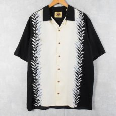 画像1: PUSSER'S WEST INDIES リーフ柄 シルク×コットンオープンカラーシャツ M (1)