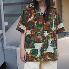 画像2: 70's エスニック柄 コットンハワイアンシャツ L (2)
