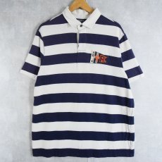 画像1: POLO Ralph Lauren "CUSTOM FIT" ボーダー柄 フラッグパッチ付きポロシャツ XL (1)