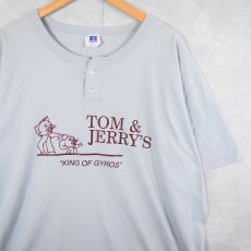 画像1: 80's RUSSELL ATHLETIC USA製 "TOM&JERRY'S" キャラクタープリント ヘンリーネックTシャツ XXL (1)