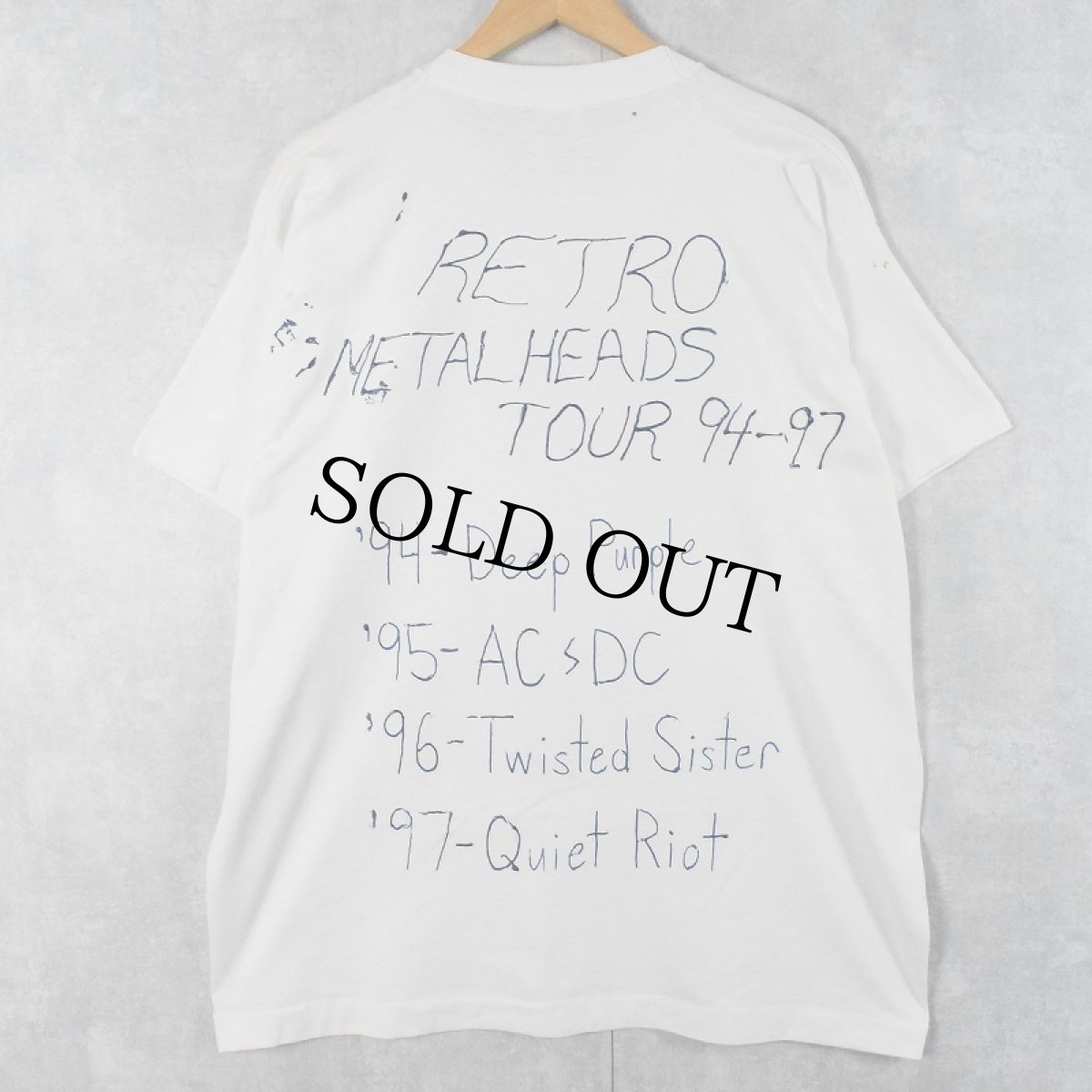 画像2: 90's CANADA製 "RETRO METALHEADS TOUR 94-97" ハンドペイント バンドTシャツ XL (2)