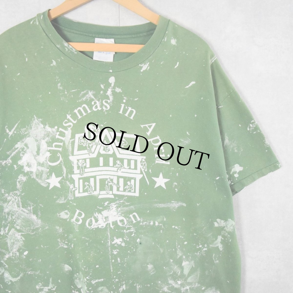 画像1: 90's "Christmas is April" ペンキペイントTシャツ XL (1)