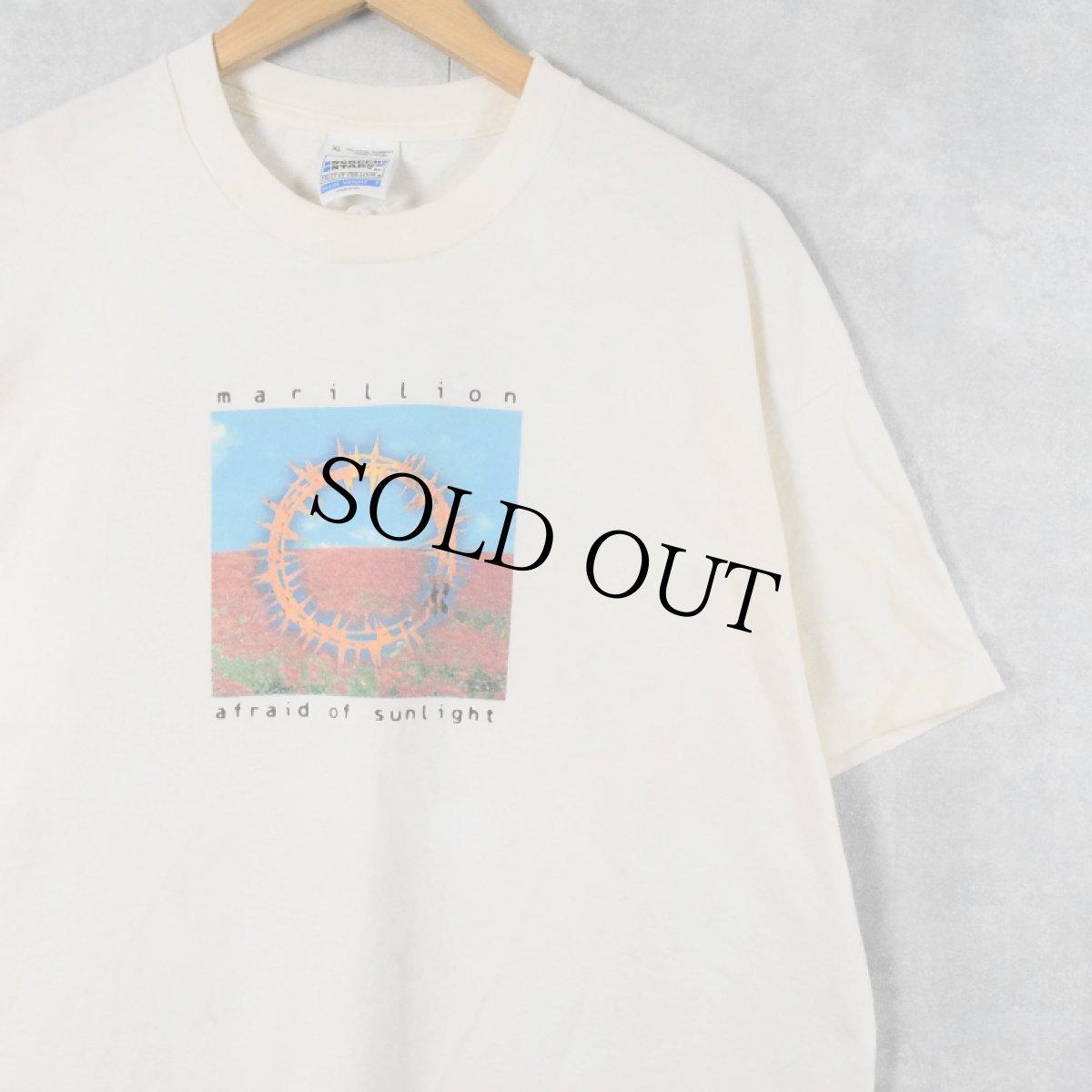 画像1: marillion "afraid of sunlight" プログレッシブ・ロック・バンド アルバムプリントTシャツ XL (1)