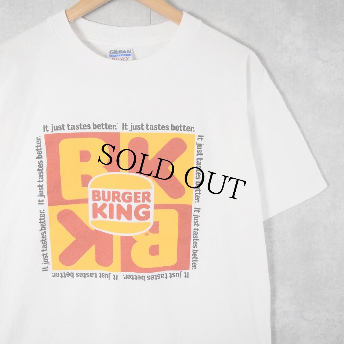 画像1: BURGER KING "It just taste better." ハンバーガーショップ ロゴプリントTシャツ L (1)