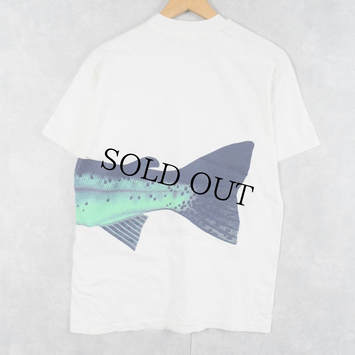 画像2: 90's USA製 "OREGON" 魚 巻きプリントTシャツ M (2)