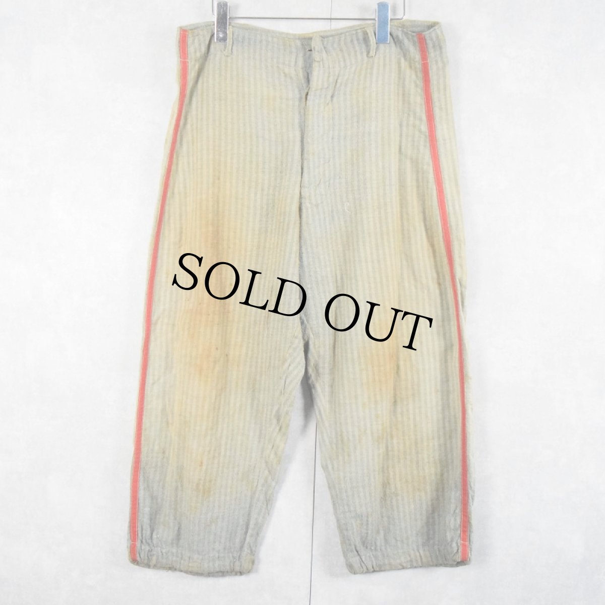 画像3: 30〜40's ストライプ柄 猫目ボタン ウールベースボールシャツ/パンツ SETUP (3)