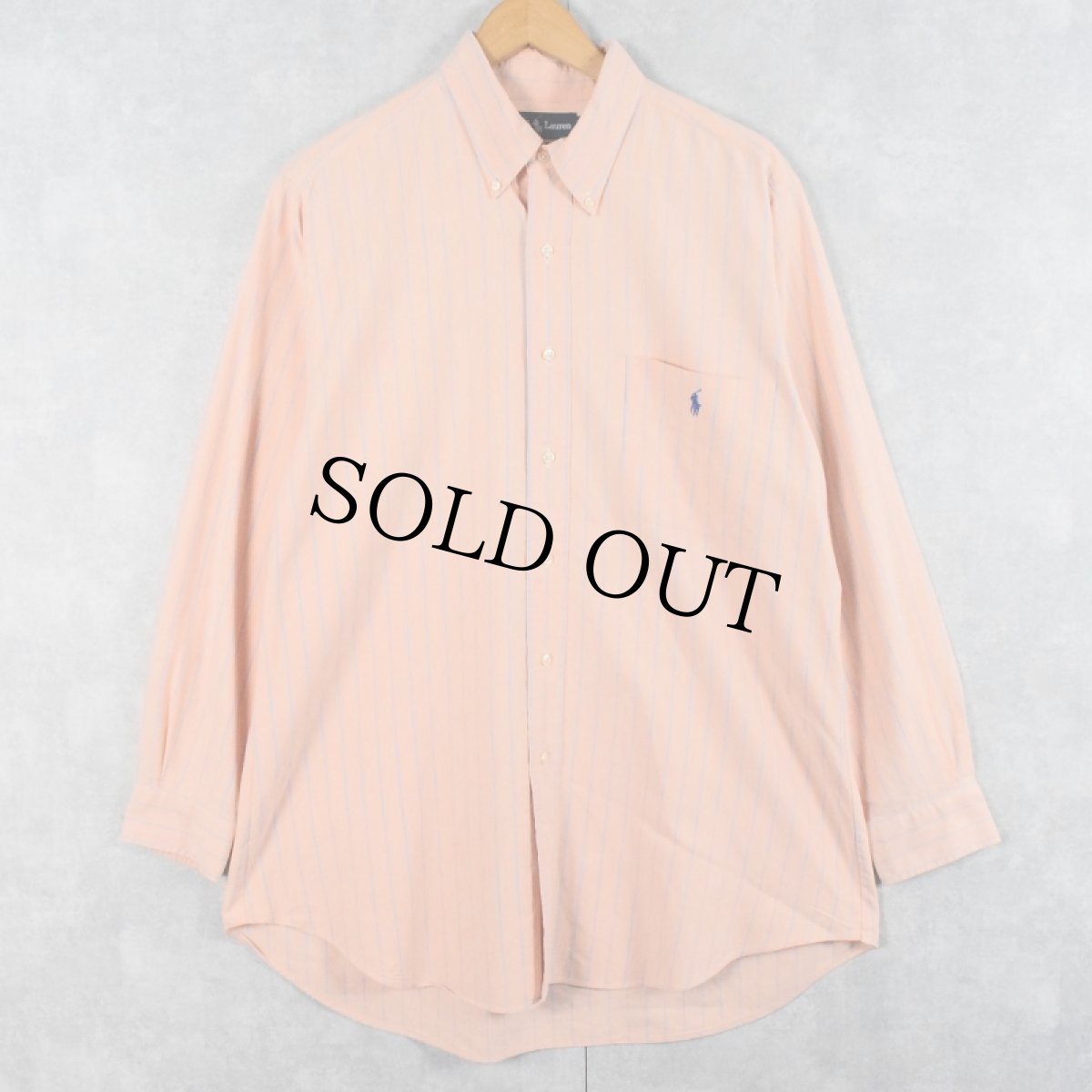 画像1: 【SALE】 Ralph Lauren "BIG SHIRT" ストライプ柄 コットンボタンダウンシャツ L (1)