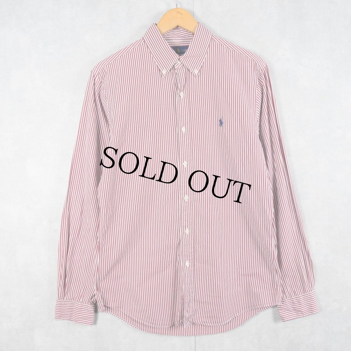 画像1: Ralph Lauren "SLIM FIT" ストライプ柄 コットンボタンダウンシャツ M (1)