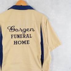 画像1: 90's King Louie USA製 "Gorgen FUNERAL HOME" ボーリングシャツ L (1)