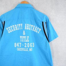 画像1: 90's Hilton USA製 "SECURITY ABSTRACT & TITLE" プリントボーリングシャツ M (1)