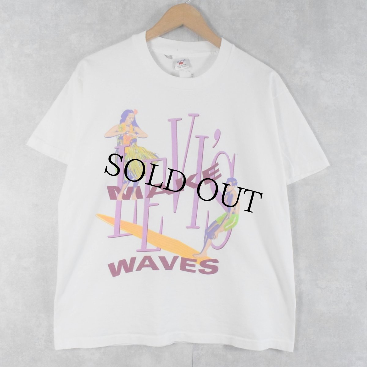 画像1: 90's Levi's USA製 "MAKE WAVES" イラストプリントTシャツ (1)