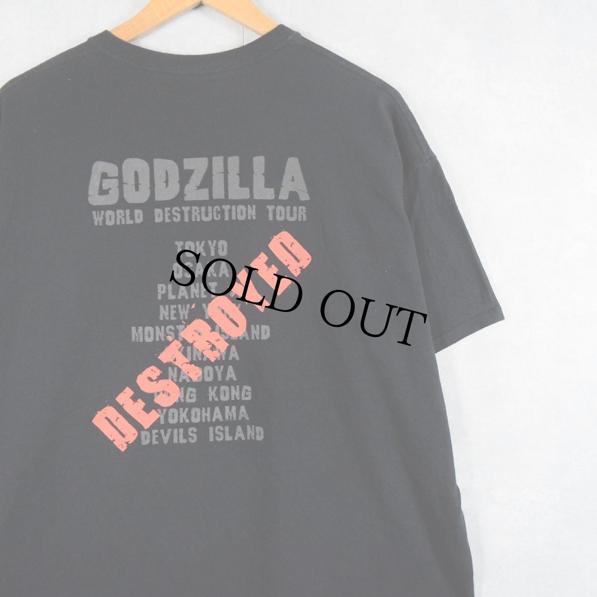 画像2: 2000's GODZILLA "WORLD DESTRUCTION TOUR" キャラクタープリントTシャツ BLACK (2)