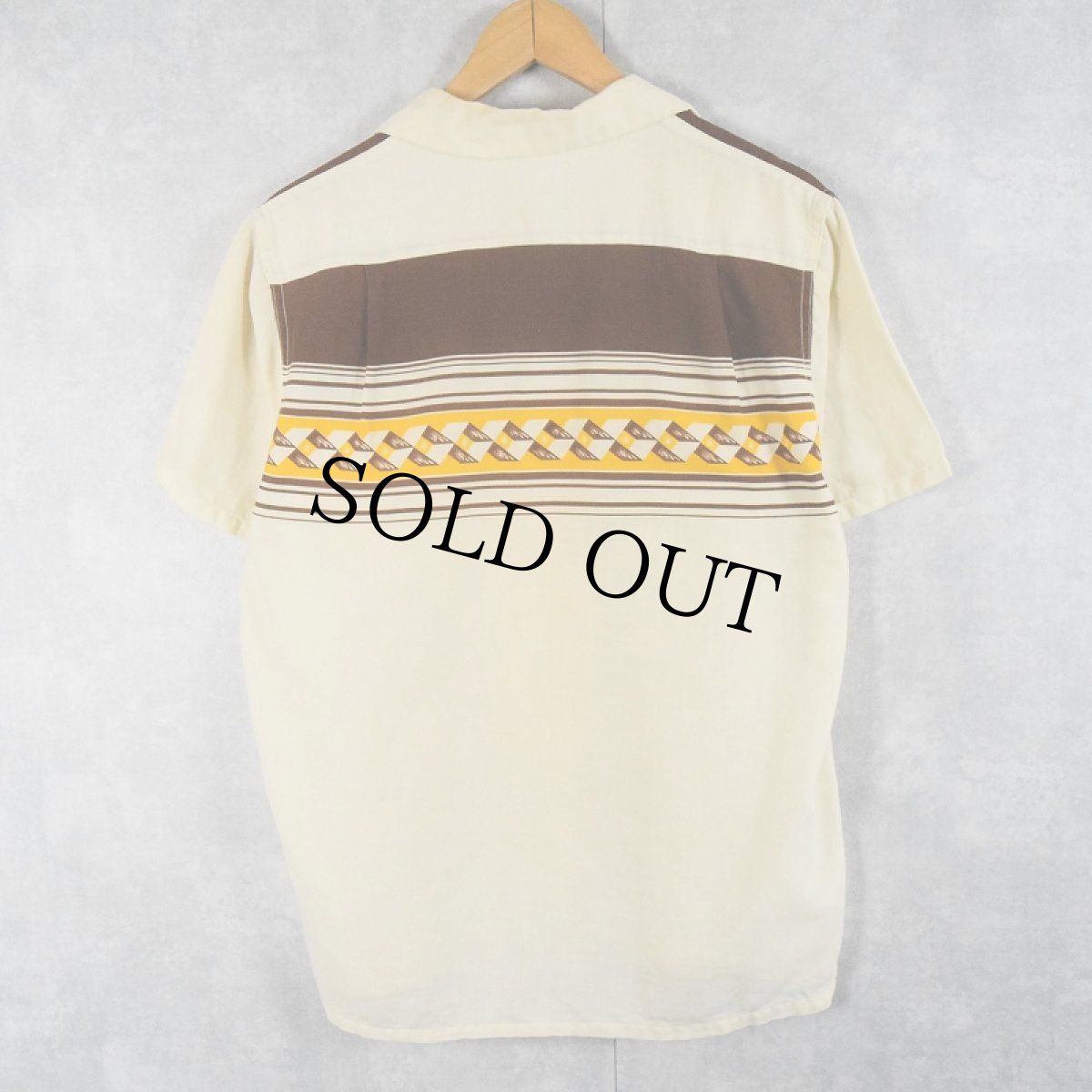 画像2: 50's Lion of Troy アトミック柄 コットンオープンカラーシャツ M (2)