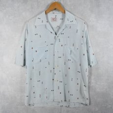 画像1: 50's Nortex Sportswear アロー柄 レーヨンオープンカラーシャツ M (1)