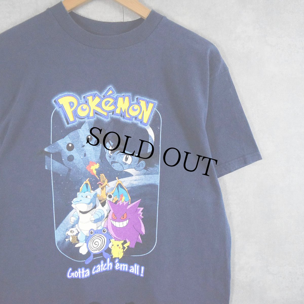 画像1: 【SALE】 90's〜 POKEMON "Gotta catch'em all !" キャラクタープリントTシャツ NAVY YOUTH XL (1)