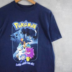 画像1: 【SALE】 90's〜 POKEMON "Gotta catch'em all !" キャラクタープリントTシャツ NAVY YOUTH XL (1)