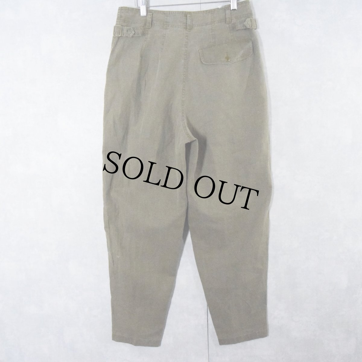 画像2: 80〜90's TOGETHER! サイドベルト付き コットン×リネン デザインパンツ W31 (2)