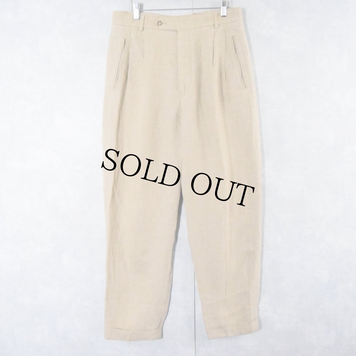 画像2: ITALY製 2タックリネンスラックス W33 (2)