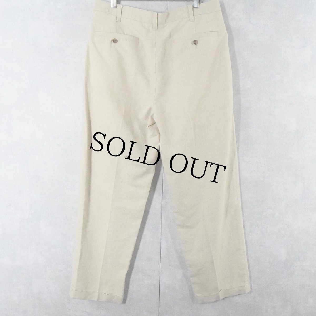 画像2: CAMBRIDGE CLASSICS 2タック リネン×コットンスラックス W35 (2)