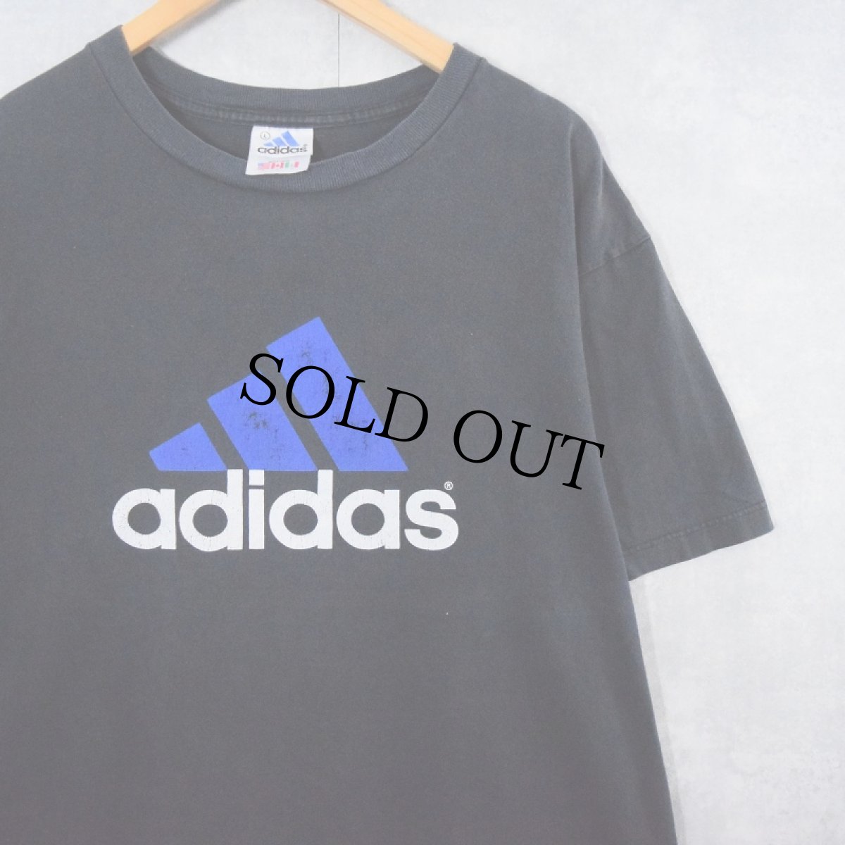画像1: 90's adidas CANADA製 ロゴプリントTシャツ BLACK L (1)