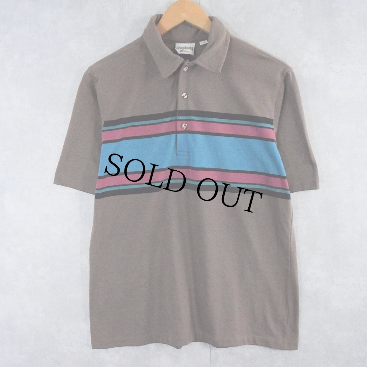 画像1: 【SALE】 70's King Louie USA製 マルチボーダー柄 ポロシャツ M (1)