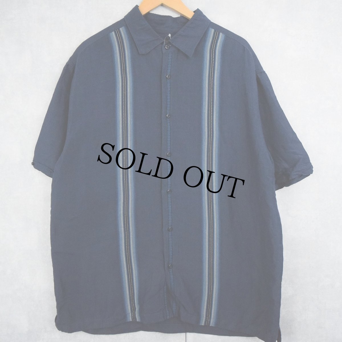 画像1: centro ラミー×レーヨン キューバシャツ NAVY XL (1)
