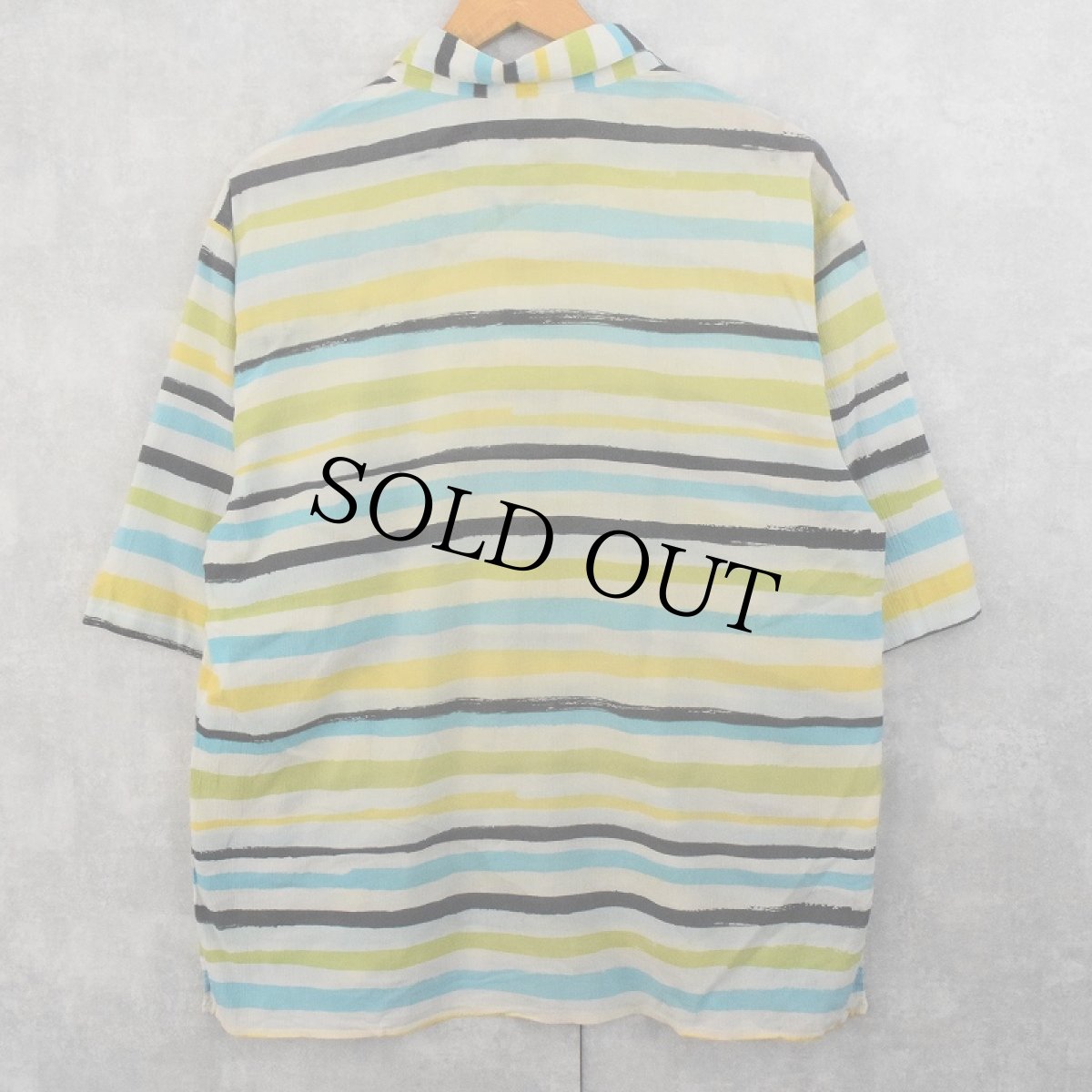 画像2: 80's agnes b. homme PARIS FRANCE製 マルチボーダー柄 プルオーバーシャツ SIZE44 (2)