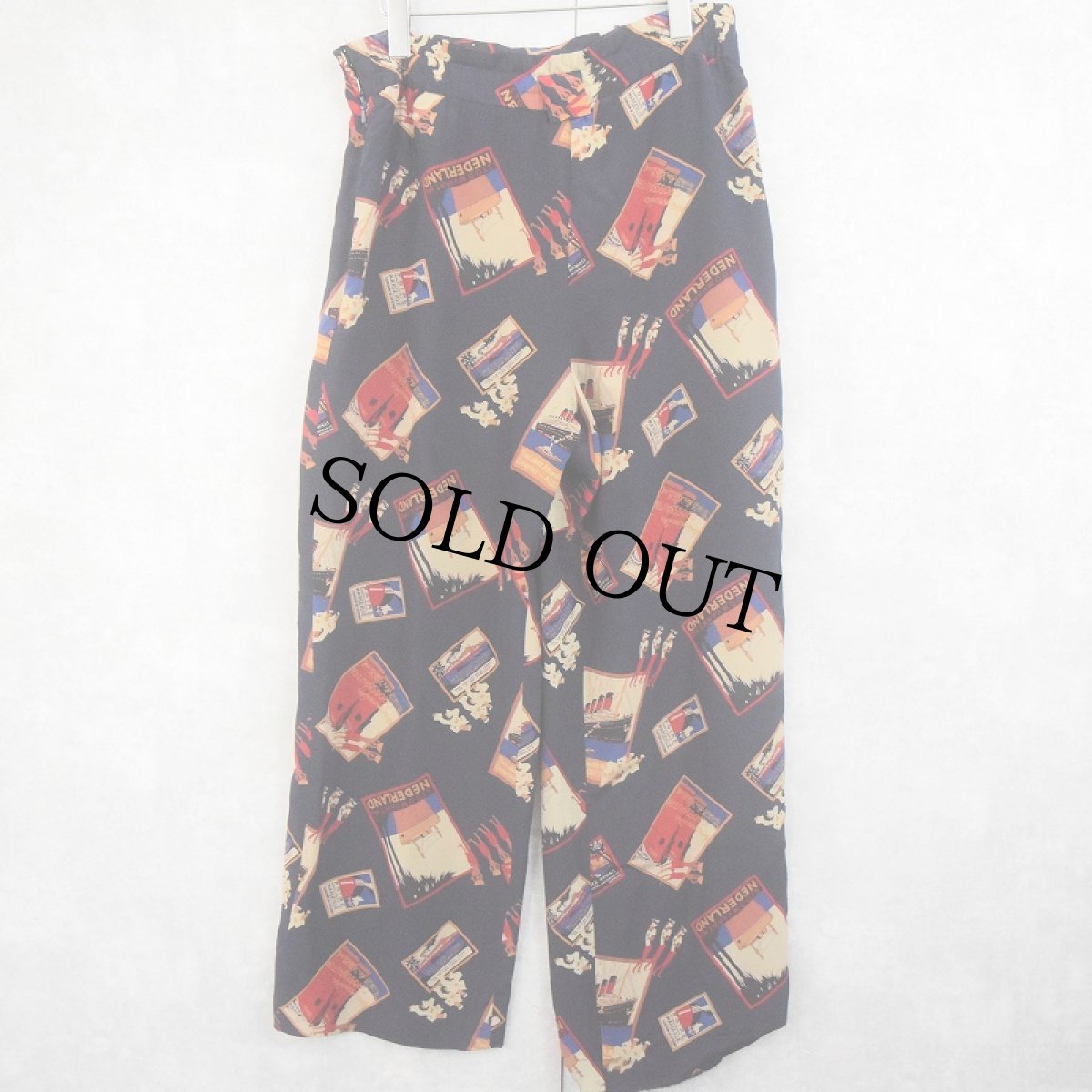 画像2: 80's JH Collectibles 総柄 シルクパンツ NAVY W31 (2)
