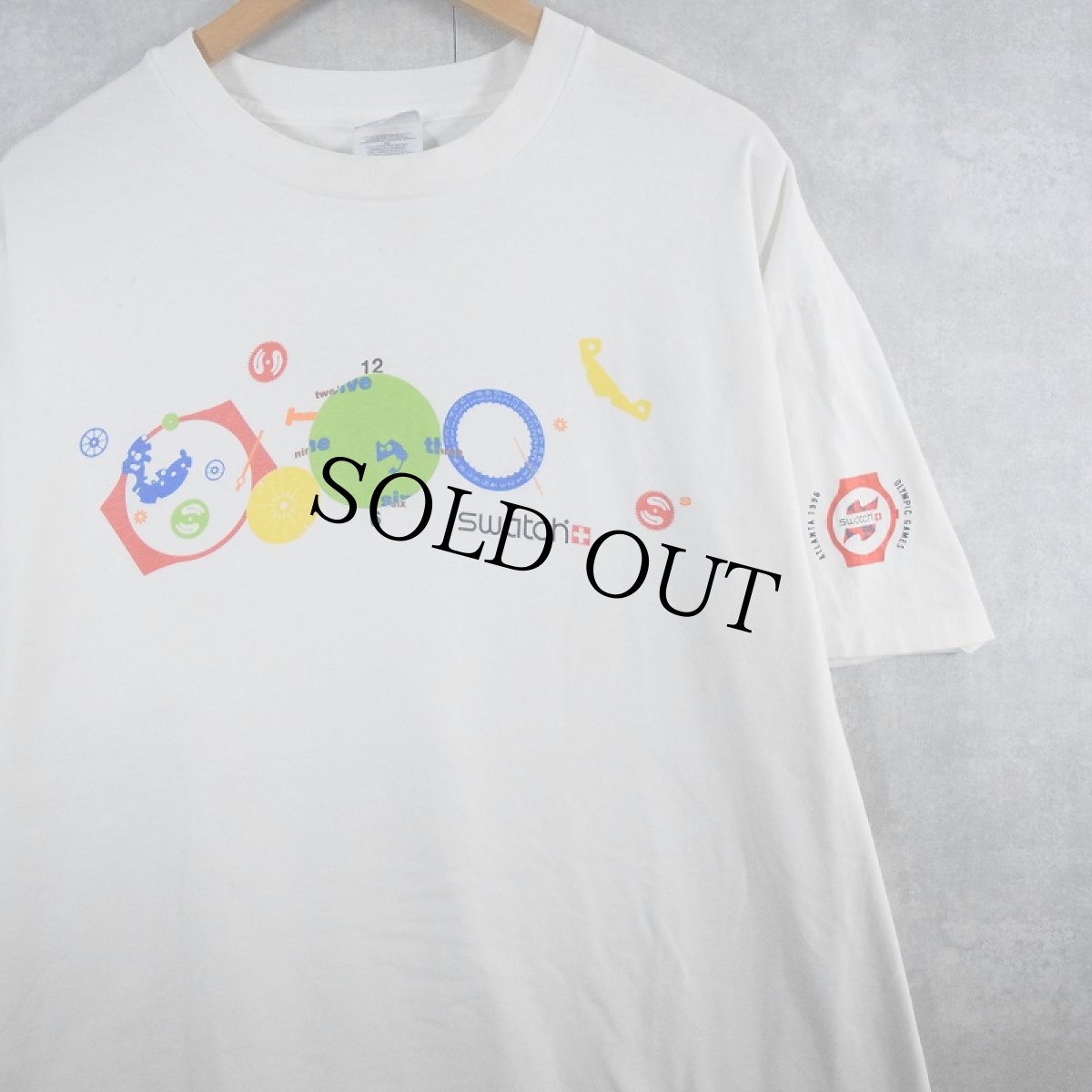 画像1: 90's swatch 時計ブランド プリントTシャツ XL (1)