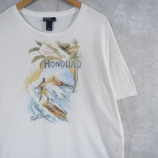 画像1: POLO Ralph Lauren "A TRIP TO HONOLULU" サーフプリントTシャツ L (1)