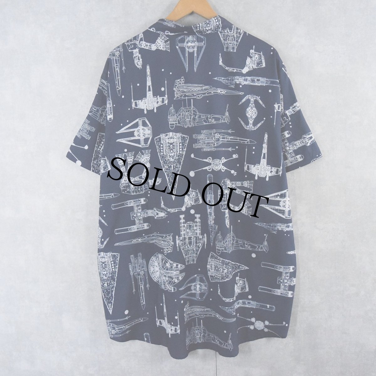 画像2: STAR WARS 宇宙船柄 シャツ NAVY 2XL (2)