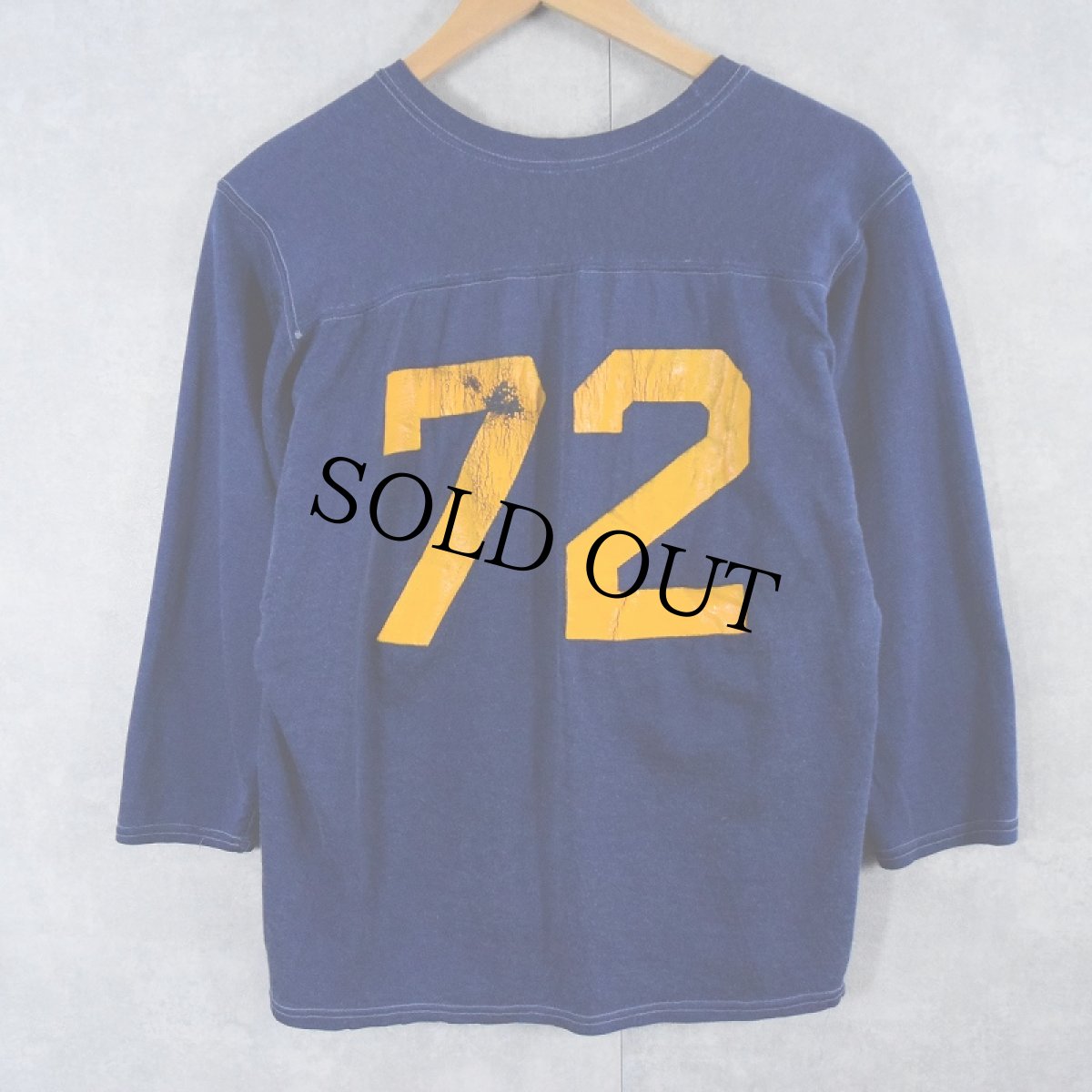 画像2: 60〜70's "72" ラバープリントフットボールTシャツ NAVY 36 (2)