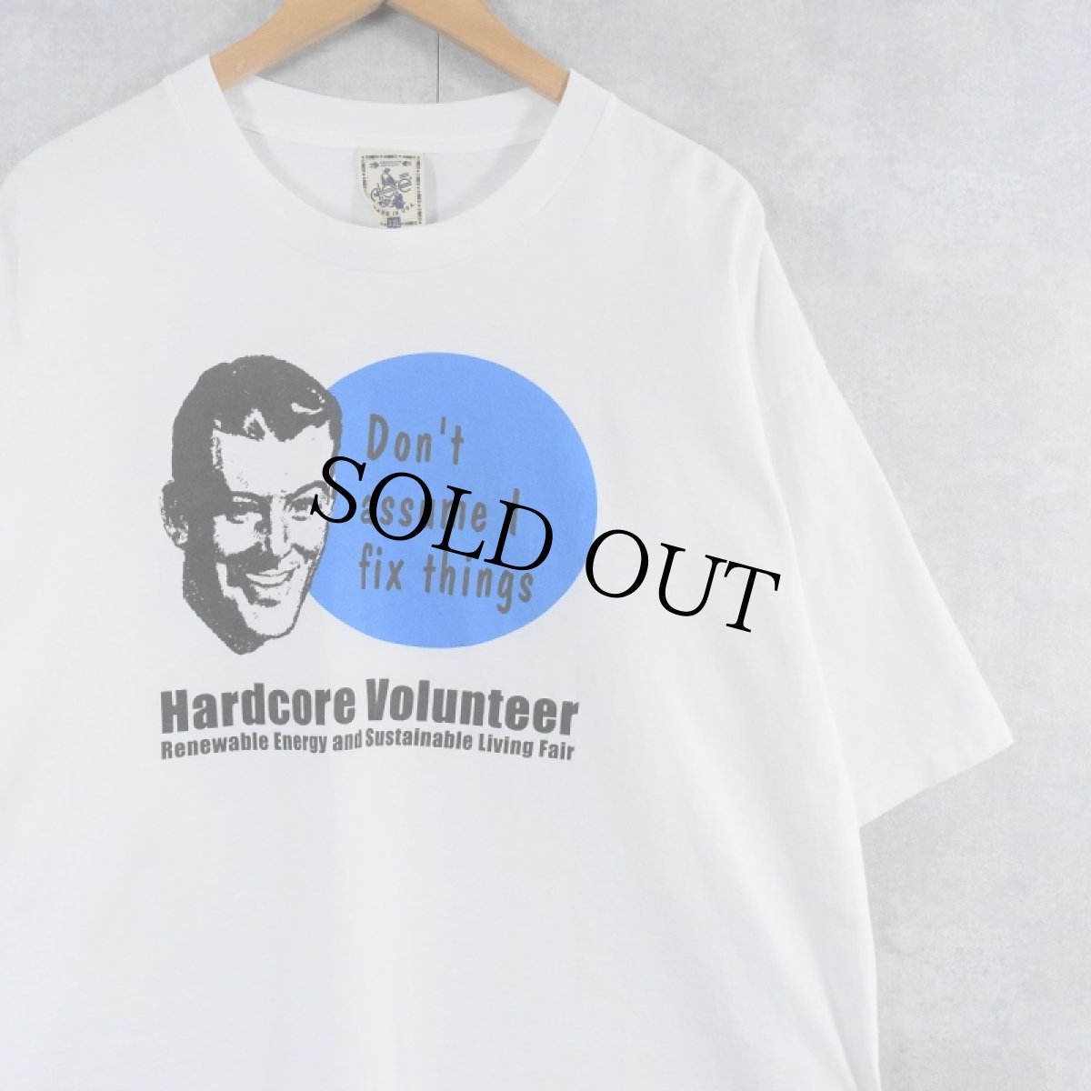 画像1: 【SALE】 90's Hardcore Volunteer USA製 "Don't assume I fix things" プリントTシャツ XXL (1)