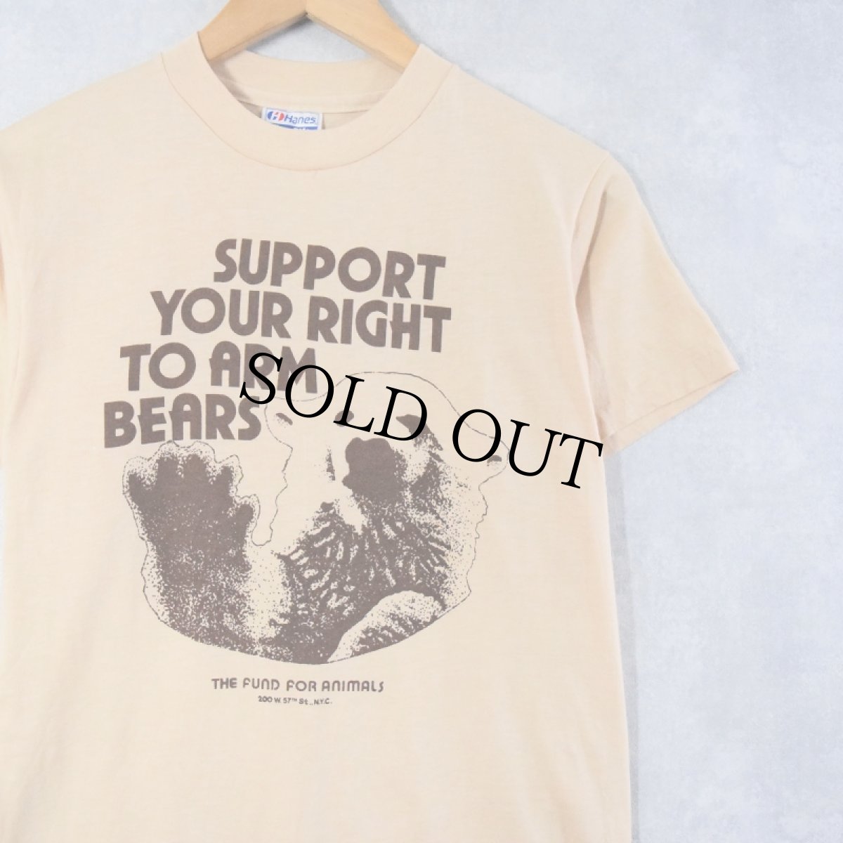 画像1: 【SALE】 80's USA製 "SUPPORT YOUR RIGHT TO ARM BEARS" クマプリントTシャツ M (1)