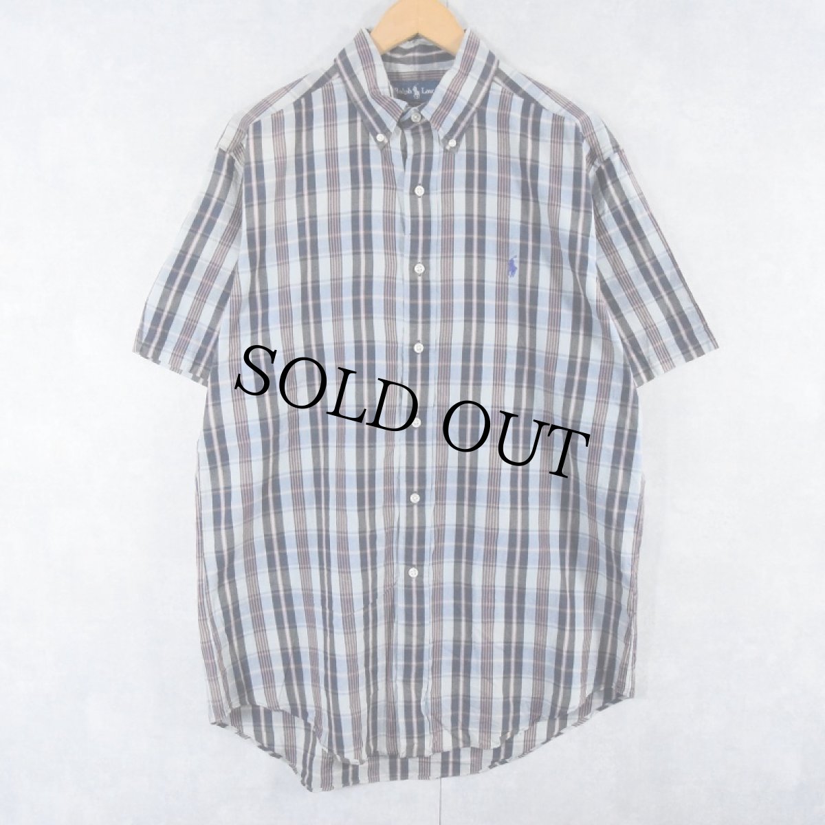 画像1: Ralph Lauren "CLASSIC FIT" インディアンマドラスチェック柄 コットンボタンダウンシャツ M (1)