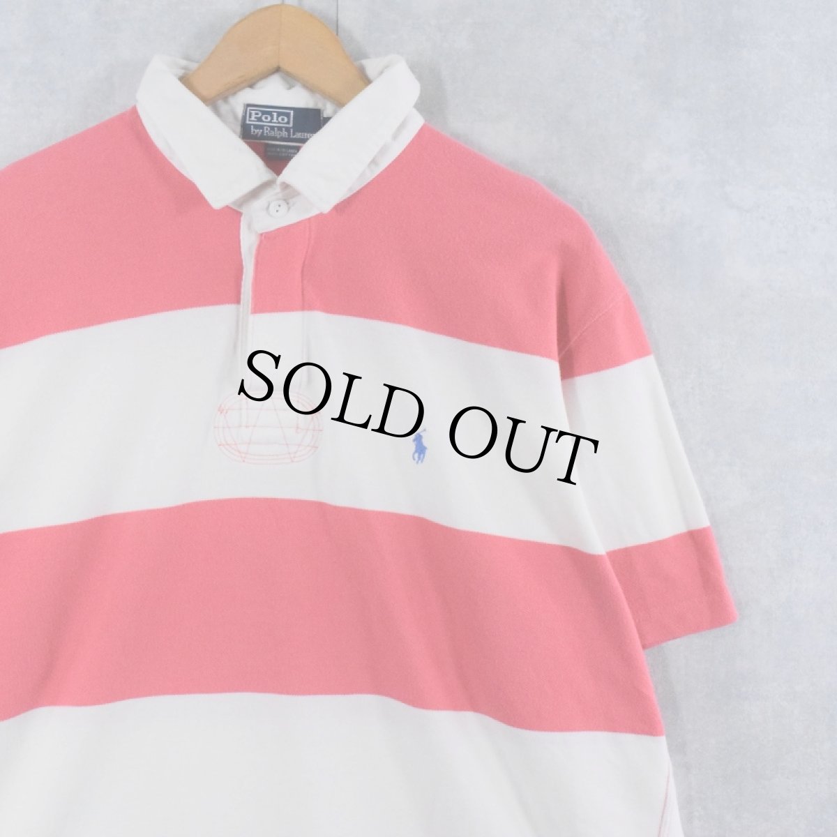 画像1: POLO Ralph Lauren ボーダー柄 ラガーシャツ XL (1)