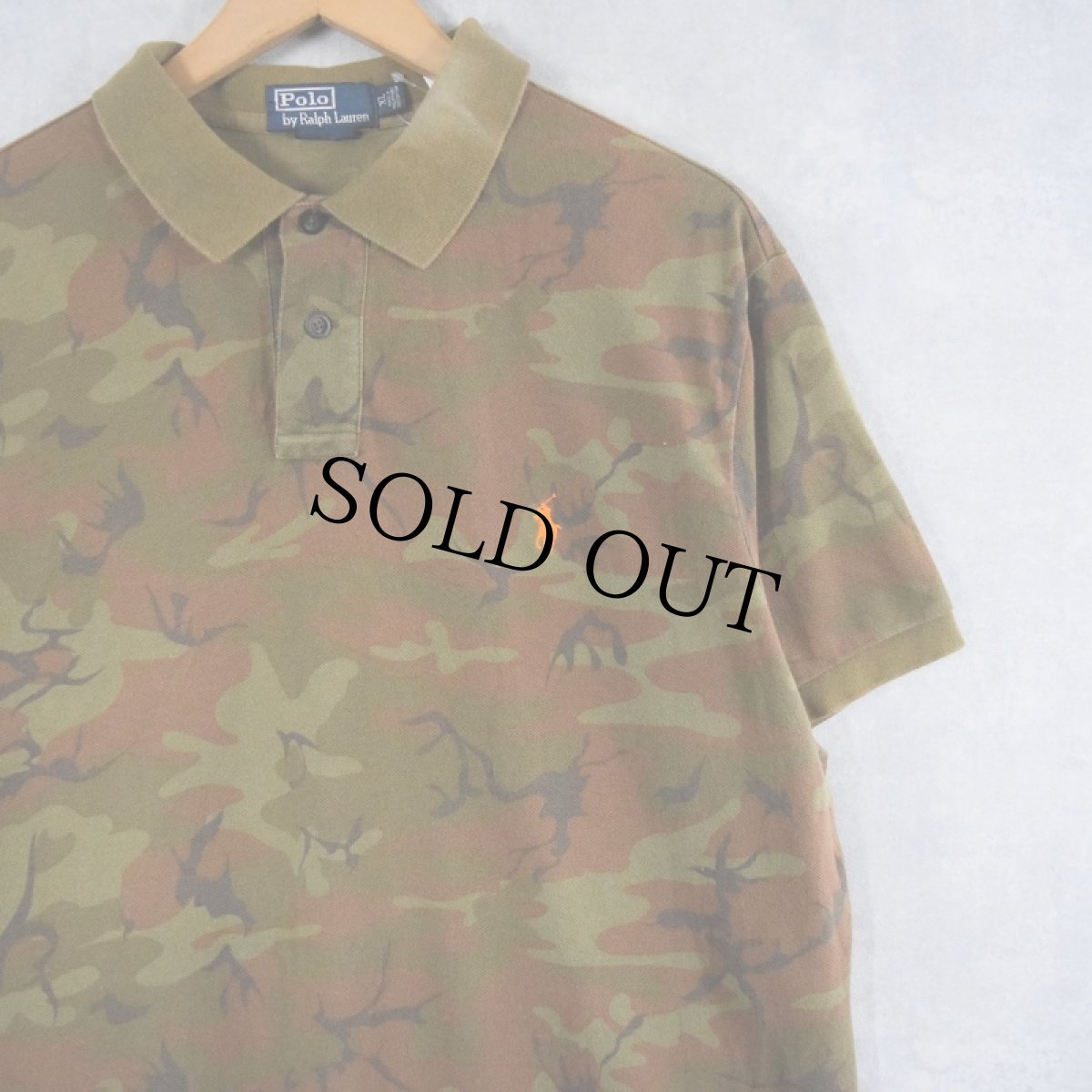 画像1: POLO Ralph Lauren "CUSTOM FIT" カモ柄 鹿の子ポロシャツ XL (1)