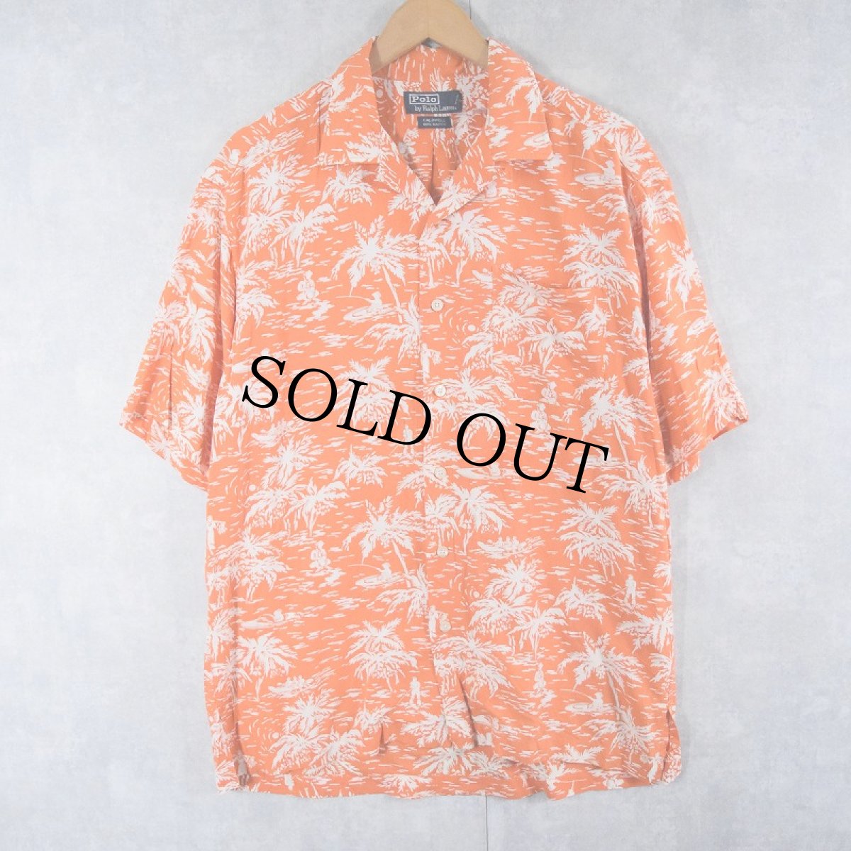 画像1: 【SALE】 POLO Ralph Lauren "CALDWELL" オールオーバーパターン レーヨンアロハシャツ M (1)