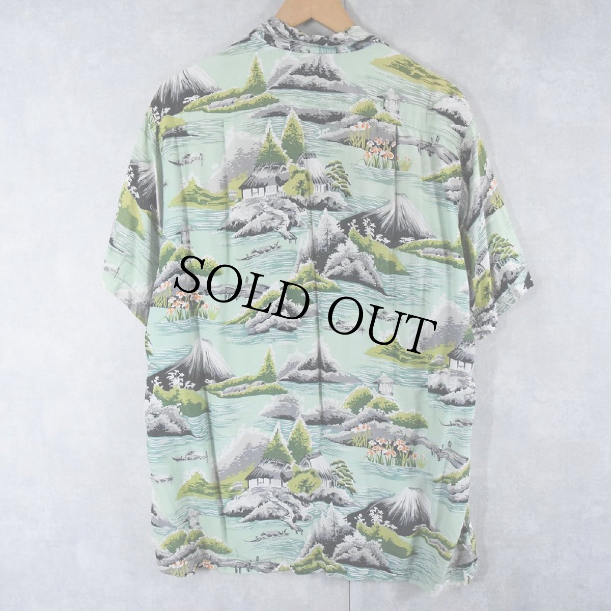 画像2: 70's Reminiscence オールオーバーパターン アロハシャツ S (2)