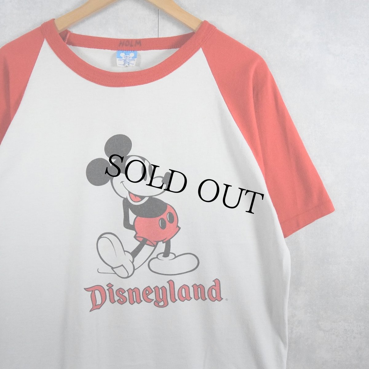 画像1: 80〜90's Disney MICKEY MOUSE USA製 キャラクタープリントラグランTシャツ XL (1)