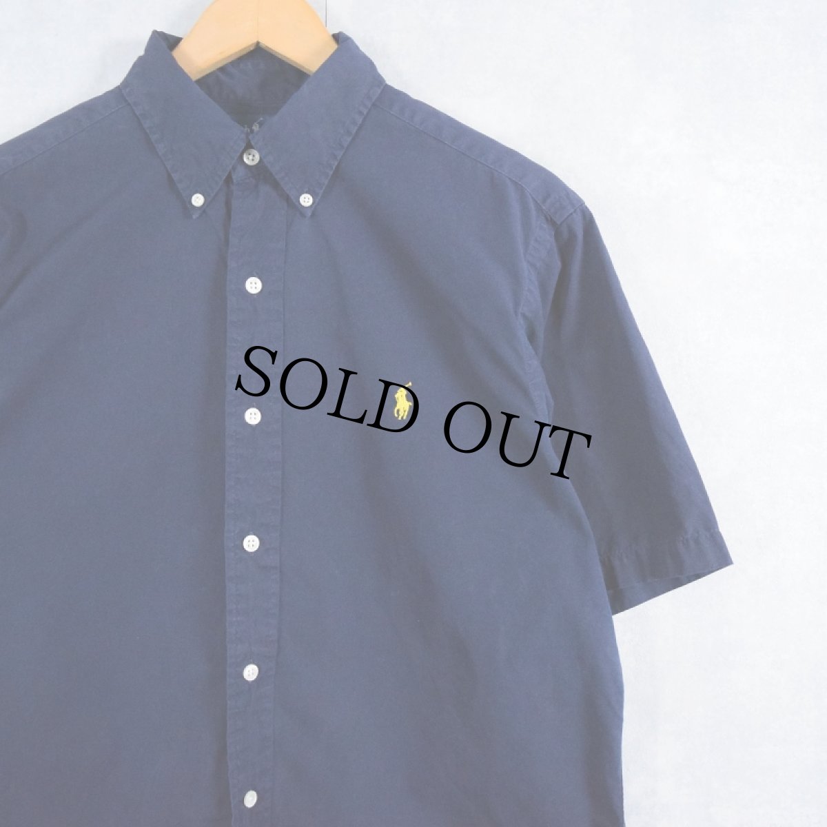画像1: Ralph Lauren "CLASSIC FIT" ロゴ刺繍 コットンボタンダウンシャツ NAVY M (1)