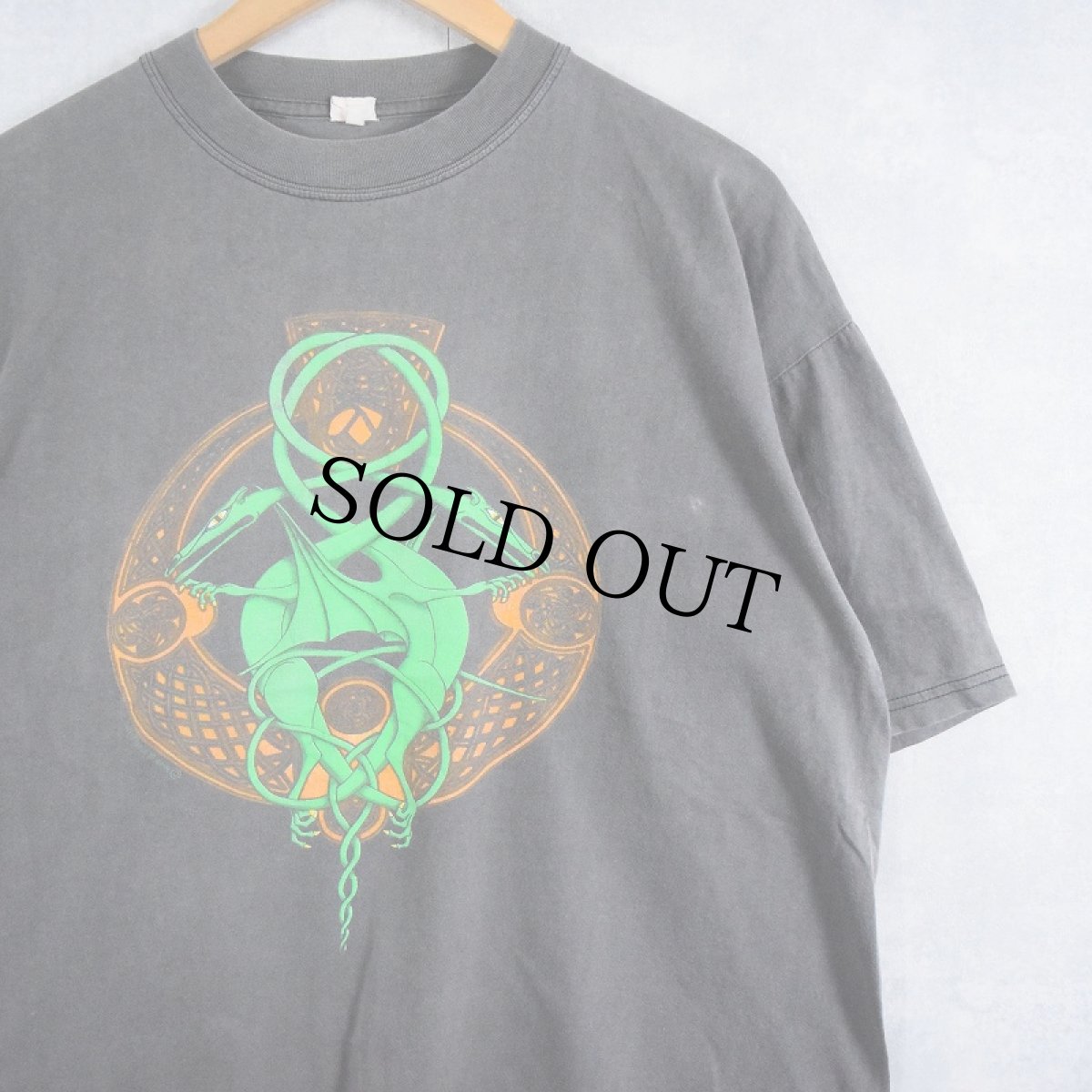 画像1: Hewlin UK ケルト文様×ドラゴンプリントTシャツ (1)
